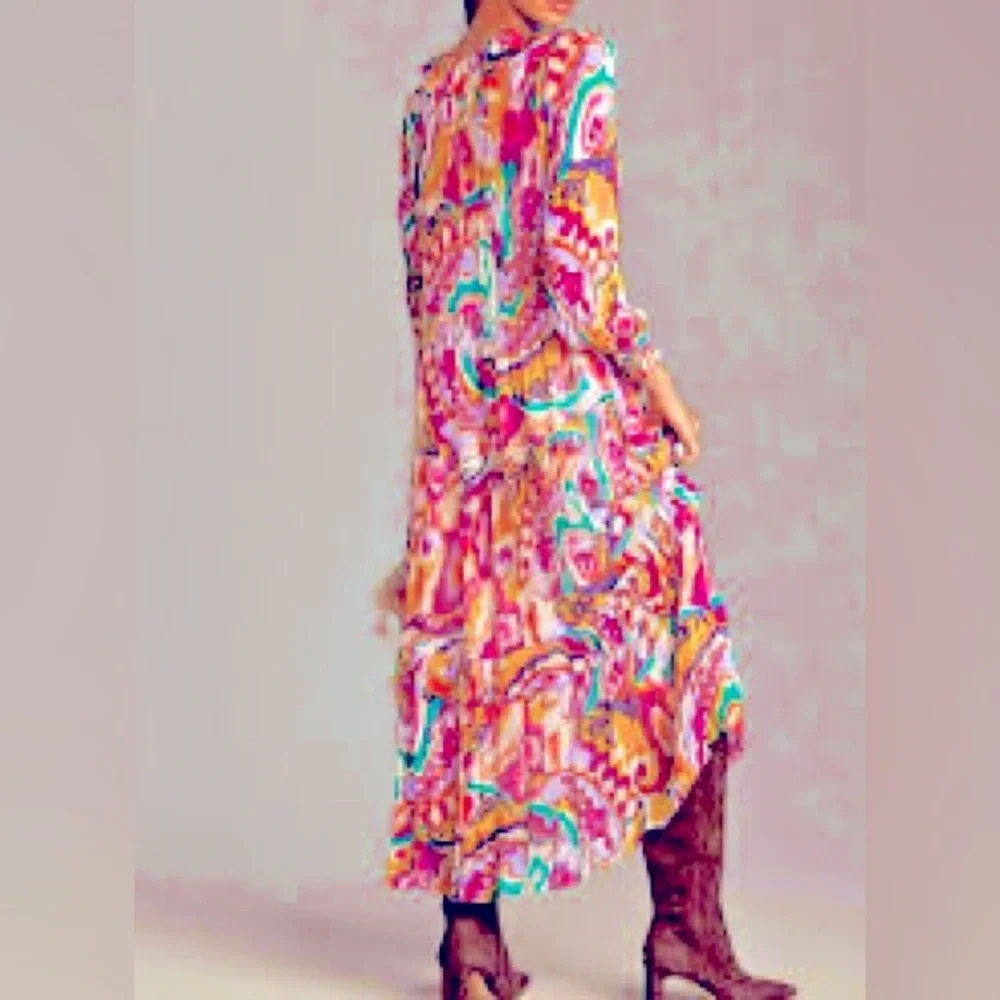 Anthropologie The Marais Printed Chiffon Maxi Dress Size 3X - Picture 10 of 14